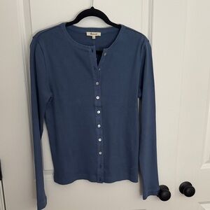 Madewell Ribbed Blue Button-Up Cardigan - Size L with tags